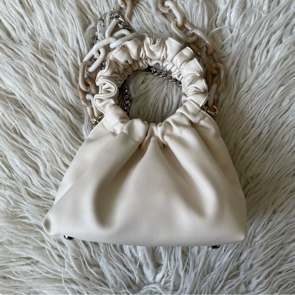 Verafied New York Cream Cloud Marble Chain Convertible Crossbody Shoulder Bag - Picture 7 of 12